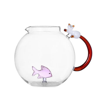 Ichendorf Tabby Cat jug pink fish & white cat with amber tail by Alessandra Baldereschi - Buy now on ShopDecor - Discover the best products by ICHENDORF design