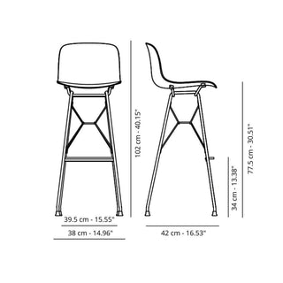 Magis Troy Wireframe high stool in polypropylene with black structure h. 102 cm. Buy now on Shopdecor