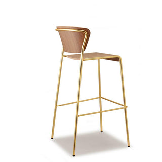 Scab Lisa Wood stool h. 75 cm satin brass legs - american walnut wood seat - Buy now on ShopDecor - Discover the best products by SCAB design