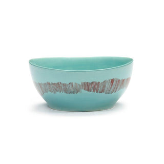 Serax Feast bowl diam. 16 cm. azure swirl - stripes red Buy now on Shopdecor