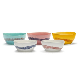 Serax Feast bowl diam. 16 cm. azure swirl - stripes red Buy now on Shopdecor