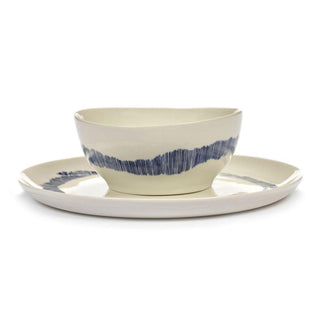 Serax Feast bowl diam. 16 cm. white swirl - stripes blue Buy now on Shopdecor