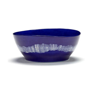 Serax Feast bowl diam. 18 cm. lapis lazuli swirl - stripes white Buy now on Shopdecor