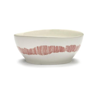 Serax Feast bowl diam. 18 cm. white swirl - stripes red Buy now on Shopdecor