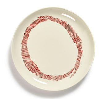 Serax Feast dinner plate diam. 19 cm. white swirl - stripes red Buy now on Shopdecor