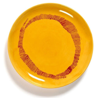 Serax Feast dinner plate diam. 19 cm. yellow swirl - stripes red Buy now on Shopdecor