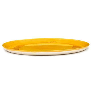 Serax Feast serving plate diam. 35 cm. sunny yellow swirl - stripes red Buy now on Shopdecor
